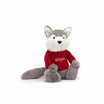 Jellycat Bashful Wolf with Red Jumper | ZY4538019